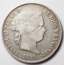 ESPAGNE : 2 REALES ARGENT 1859 MADRID