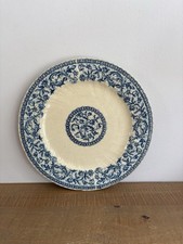 Ancien Plat à Gateau/Assiette en faïence de Gien Modèle Rouen Feuillages Bleus