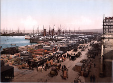 France, Marseille. Quai de la Joliette et Messageries maritimes vintage print 