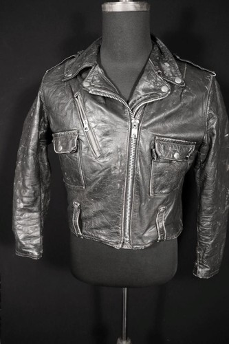Veste moto cuir - en, noir
