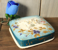 Boîte à Bijoux Bonbonnière en Porcelaine Vieux Paris Art Nouveau Émaillé Doré