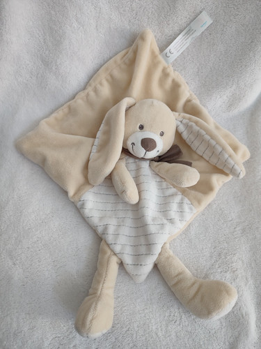 Doudou carre plat lapin beige - carre,