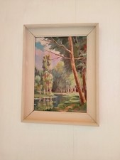 Tableau huile sur panneau   "rivière en forêt " Emile TATIN (1901-2000)