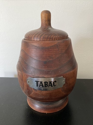 Ancien pot tabac bois art - ancien,