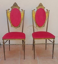 Paire de chaises chiavari en laiton doré