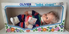 Neuf OLIVIER Bébé vivant GEGE 1976 tenue boite notice disque pleure 48 cm
