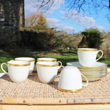 Set 6 tasses à café + soucoupes en porcelaine fine A.Vignaud Limoges