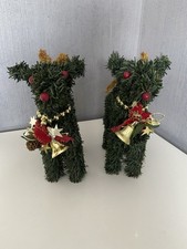 Authentique Vintage 2 Rennes De Noël Cerfs Traditionnel Christmas Sapin Kitsch