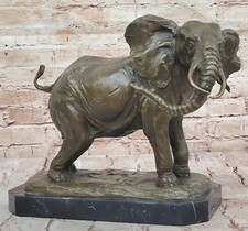 XL Happy Go Lucky Éléphant Par Statue Bronze Figurine Bureau à Domicile Décor
