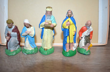 6 Santons, Crèche Vintage Plastique, Devineau.