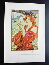 gravure: impression de 1905 par Kirk Shaw, jeune fille aux fleurs