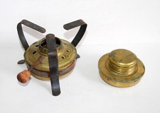 ANCIEN POELON / RECHAUD A ALCOOL ou PETROLE VINTAGE + BRULEUR RECHARGE en LAITON