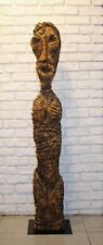 art singulier sculpture en bois  - totem art brut artiste coté