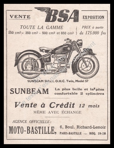 Publicité moto bsa vintage - moto,