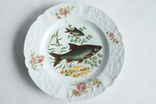 Assiette porcelaine poissons - assiette,