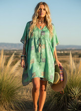 Green Boho Kaftan Made from