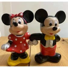 Rare tirelire rétro Disney Mickey Mouse et Minnie Mouse