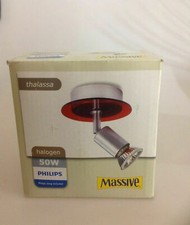 Applique Massive Thalassa 55060/32/10 Acier Argent Et Verre Rouge Faretto Mur!