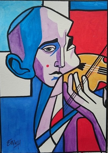 Cubiste violon peinture - cubiste, ,peinture