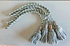 Lot de 2 embrasses à double pompon, de belle qualité, bleu et crème comme neuf