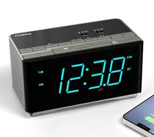 Réveil Radio Haut - Parleur stéréo Bluetooth Radio FM Double réveil Snooze va...