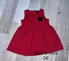 KIABI 9 Mois Bébé Fille : Robe ROSE CHASUBLE MATELASSEE A POIS  TBE