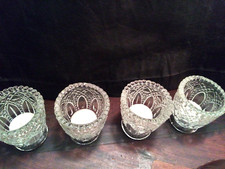 LOT 4 BOUGEOIRS PORTE-BOUGIES PHOTOPHORES VINTAGE verre décoré GOTHIQUE état NF