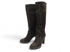 NEUF CHAUSSURES LOUIS VUITTON BETH HIGH BOOTS 39.5 LOGO LV BOTTES MARRON 1500€