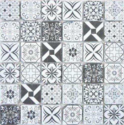 Mosaïque verre noir - mosaïque, blanc