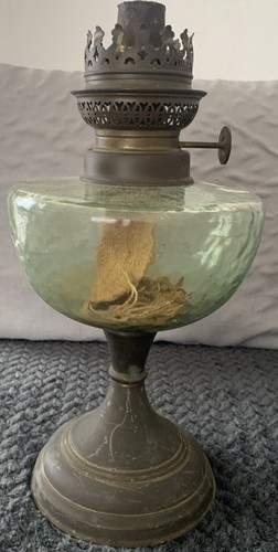 Lampe pétrole verre bleuté - lampe,