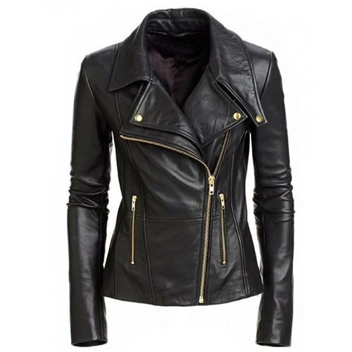 Veste cuir noir pour femme - cuir,
