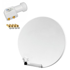 Pack HDSAT Parabole satellite fibre composite Blanche 60cm BRIDES INOX + LNB Twi
