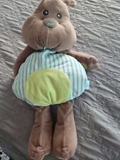 DOUDOU  RANGE PYJAMA PELUCHE BABYNAT CASTOR MARRON VERT 