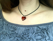 PENDENTIF AMBRE COEUR cadeau sculpté amour argent 925 ambre baltique bijoux 2...