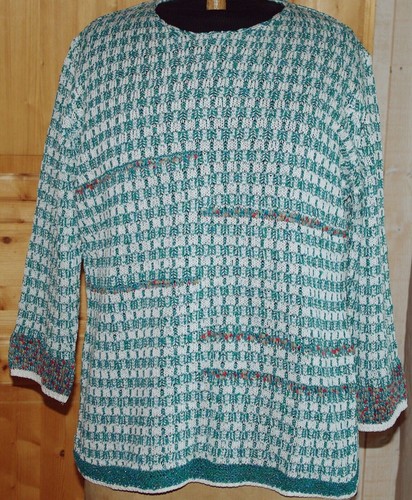 Pull jacquard vert blanc - pull,