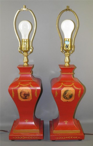 Vintage red tole - tole, table