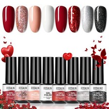 Vernis Semi Permanent Rouge Noir Blanc Nude 8 Couleurs Mini Vernis à Ongles G...