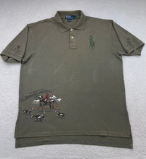 Y2K Vintage POLO RALPH LAUREN Equestrian Dogs Fox Hunt Graphic Rugby Shirt XL