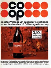  publicité Advertising 0722 1968   Magasins COOP  le vin Valcoop  coopérateurs