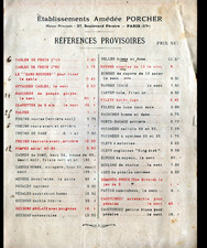 PARIS (XVII°) CYCLES VELOS / Pièces détachées "Amédée PORCHER" Tract Tarifs 1920
