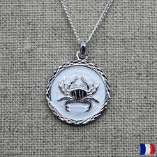 Collier Pendentif Cancer Zodiaque Astrologie Argent 925 Mixte
