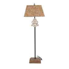 Lampe Sur Pied En Fer Et Bois Style Vintage Avec Abat-Jour Shabby Chic E27
