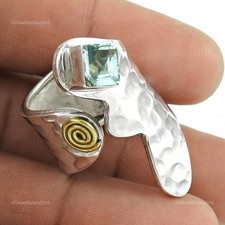 Gemme Topaze Cocktail Noël Cadeau Bague Bijoux Taille 7 Argent Massif