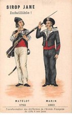 Chromos.AM13558.Sirop Jane.10x6 cm environ.Transformation uniformes armée Fra