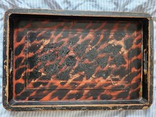 Plateau ancien en bois et laque décoration chinoise ancienne dragon Asie