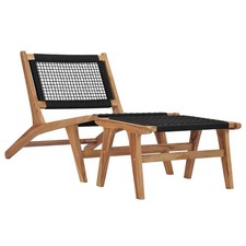 Bois de Teck Solide Chaise Longue avec Repose-pied Corde Jardin Patio vidaXL