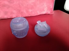 Salière  et moutardier  Art Déco,  verre bleu, moulé pressé.