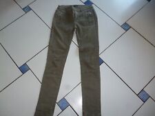 pantalon slim kaki biker rock motard ikks 34 toile coton elasthane zip poches 