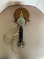 Téléphone en Bois Mural Ancien 1900