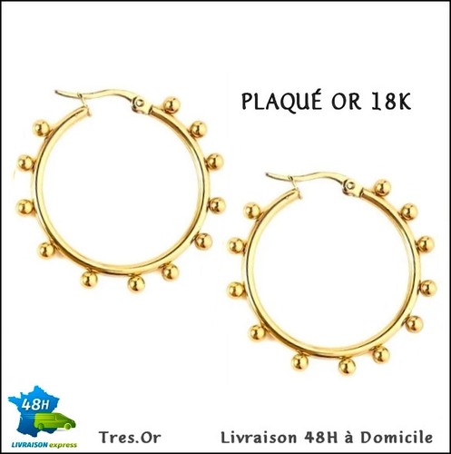 Plaqué 18k créoles - or, boules
